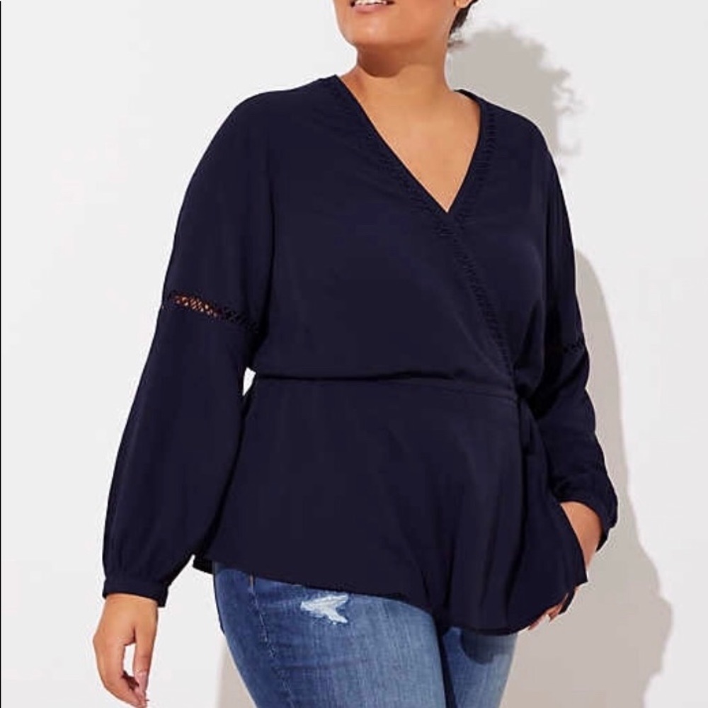 Loft NWOT Navy Wrap Blouse 22